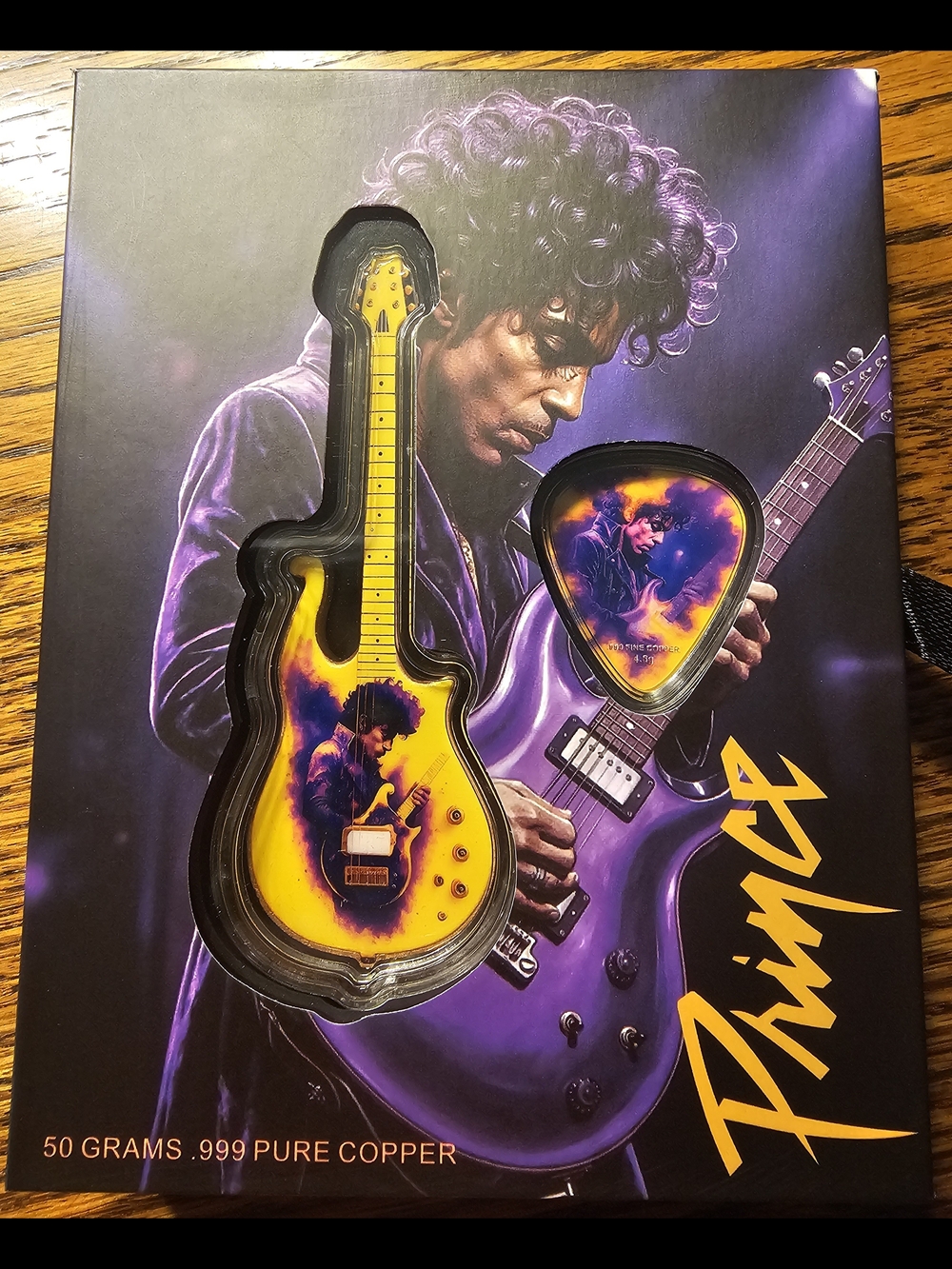 Prince Guitar And Pick, Limited Edition Of 5000, 50 Grams Of .999 Copper